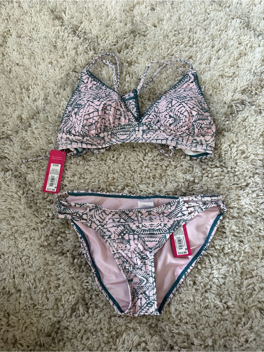 Target Pink and Teal Printed Women's Bikini Set